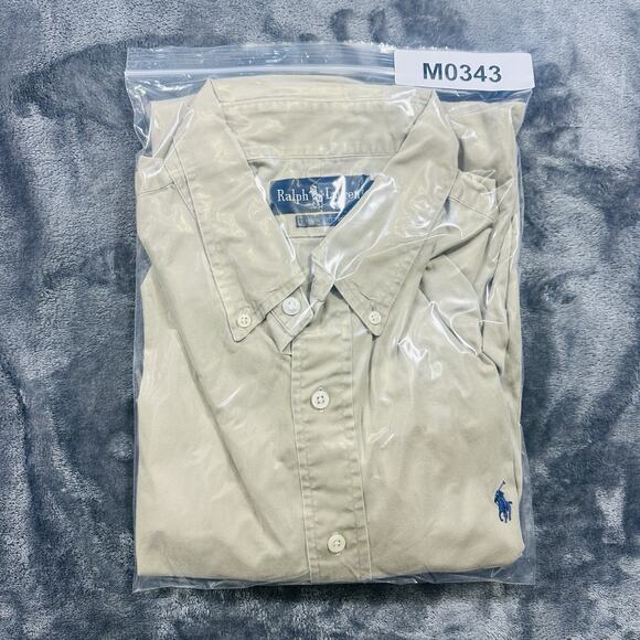 Ralph Lauren Polo Shirt Men’s‎ XL Beige Button Down Long Sleeve Preppy - Picture 10 of 10